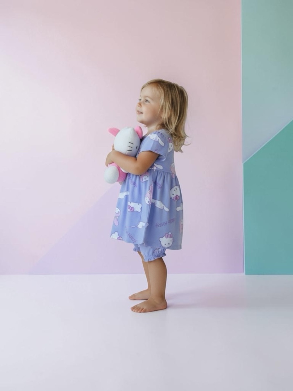 Sanrio Hello Kitty And Friends Blue Viscose French Terry Dress With Diaper Cover